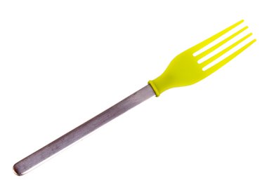 Children green fork  isolated on a white background.